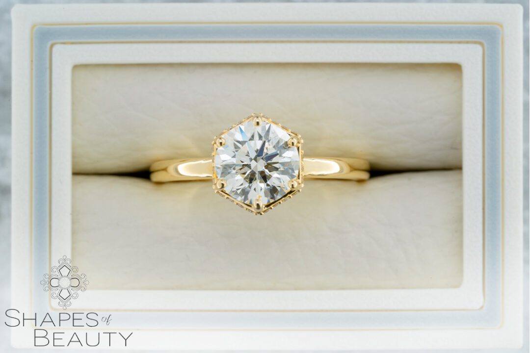 Honeybee - Hexagon Diamond Ring with Hidden Halo - Image 3