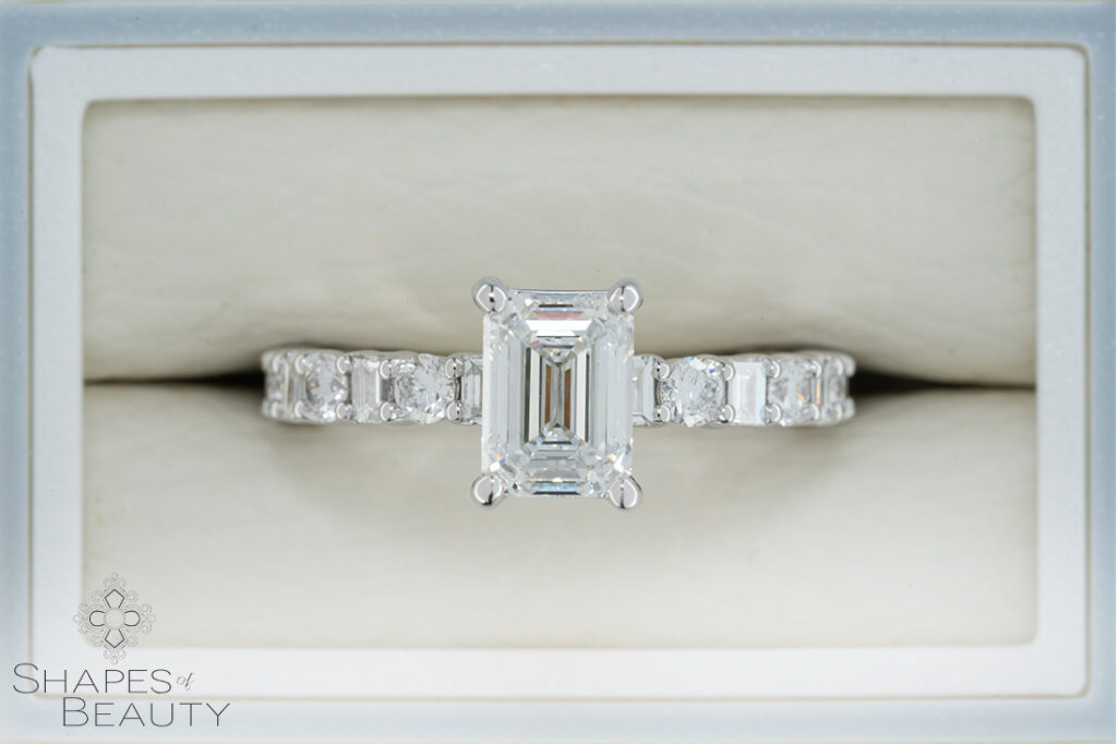 Joyful - Emerald and Various Shaped Accented Diamond Ring