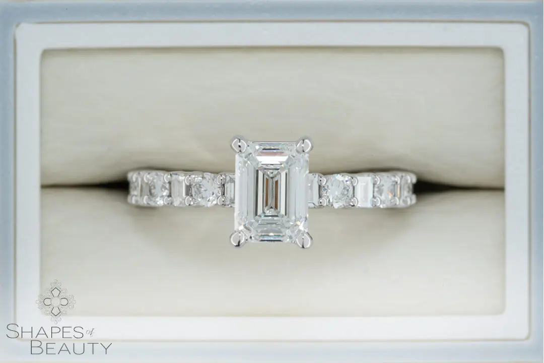 Joyful - Emerald and Various Shaped Accented Diamond Ring
