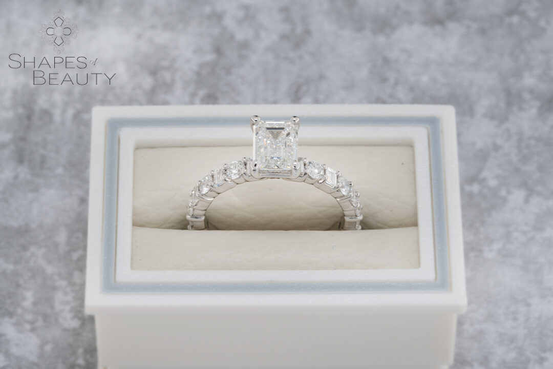 Joyful - Emerald and Various Shaped Accented Diamond Ring - Image 2
