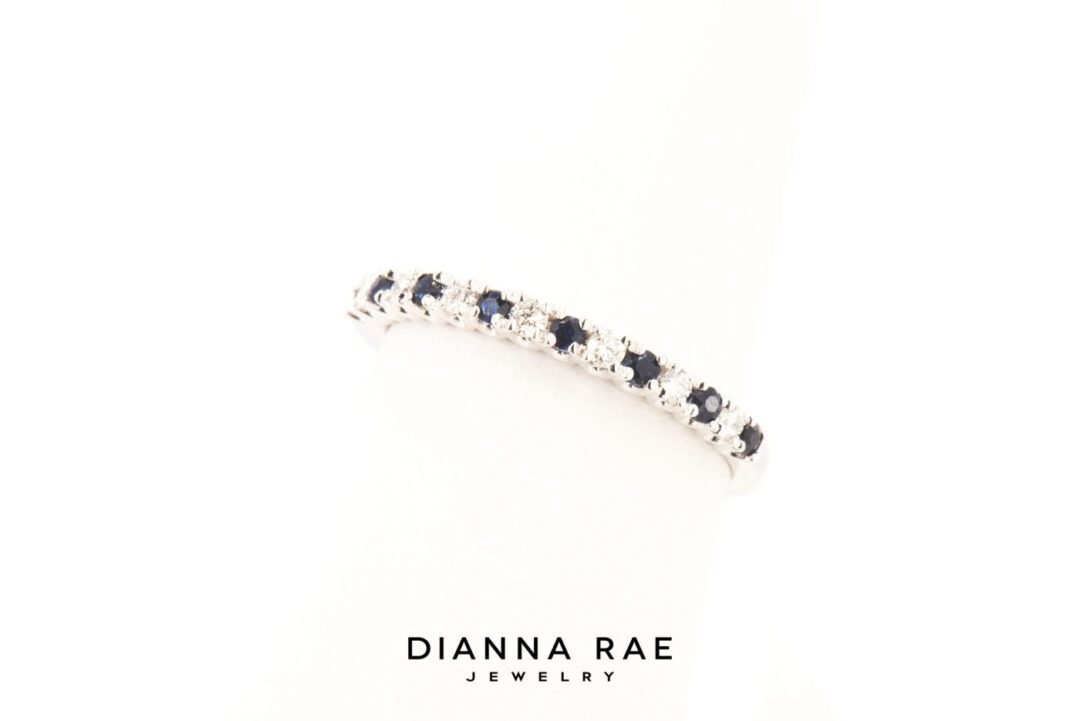 White Gold Diamond and Sapphire Band - Image 2