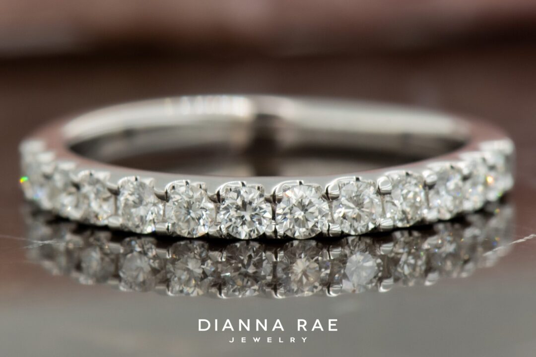 14k White Gold Diamond Wedding Band - Image 4