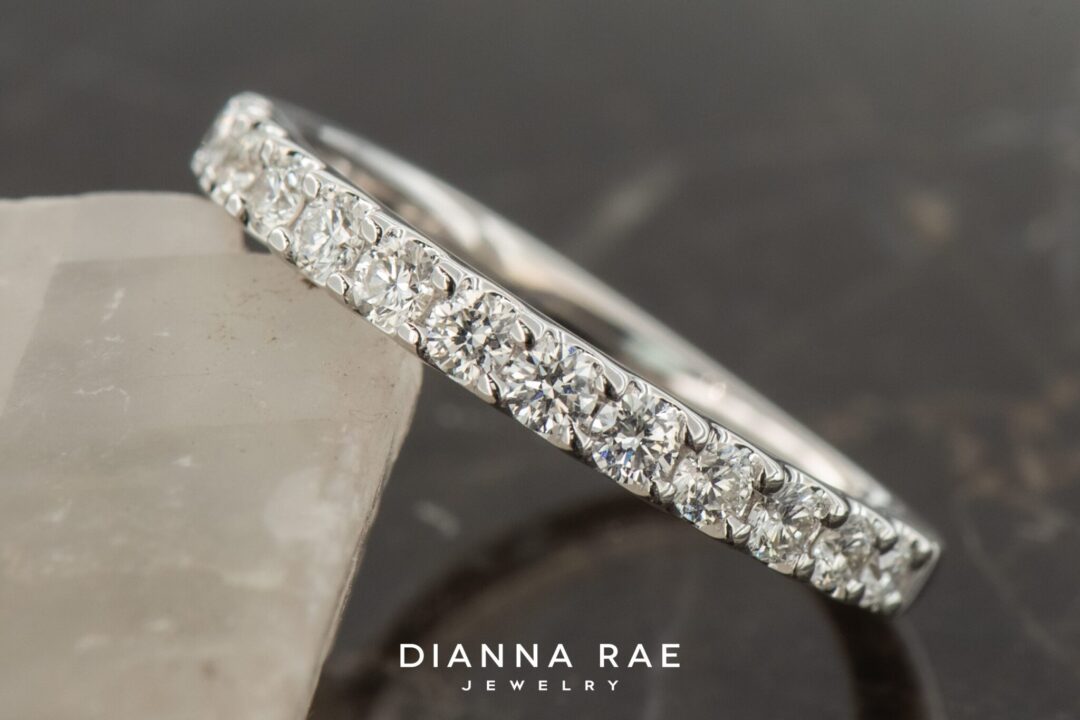 14k White Gold Diamond Wedding Band - Image 3