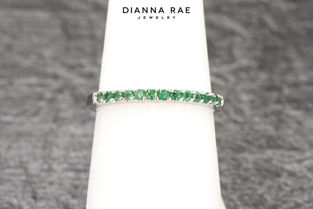 White Gold Emerald Band - Image 2