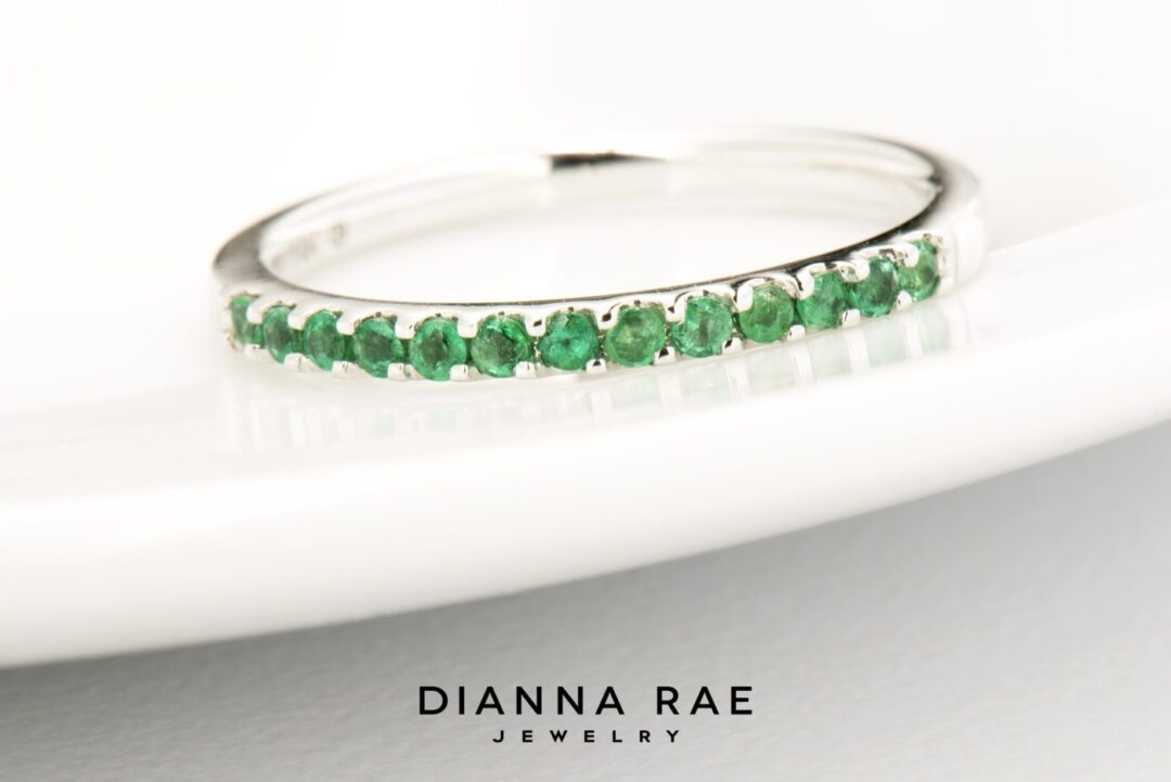 White Gold Emerald Band