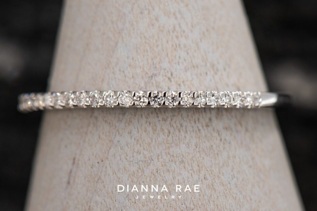 14k White Gold White Sapphire Band - Image 2