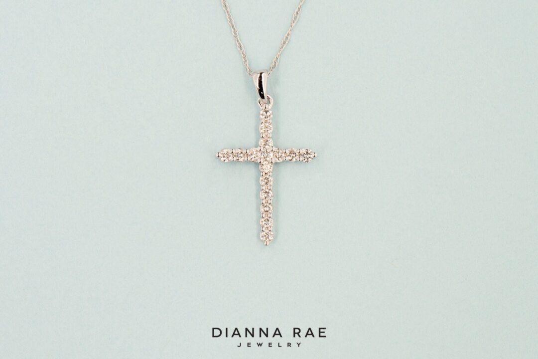 14K White Gold Diamond Cross Pendant - Large - Image 4