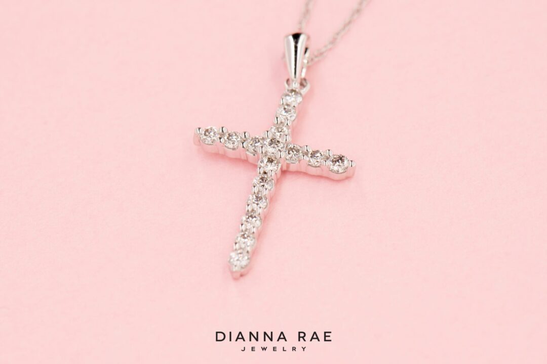 14K White Gold Diamond Cross Pendant - Large - Image 3