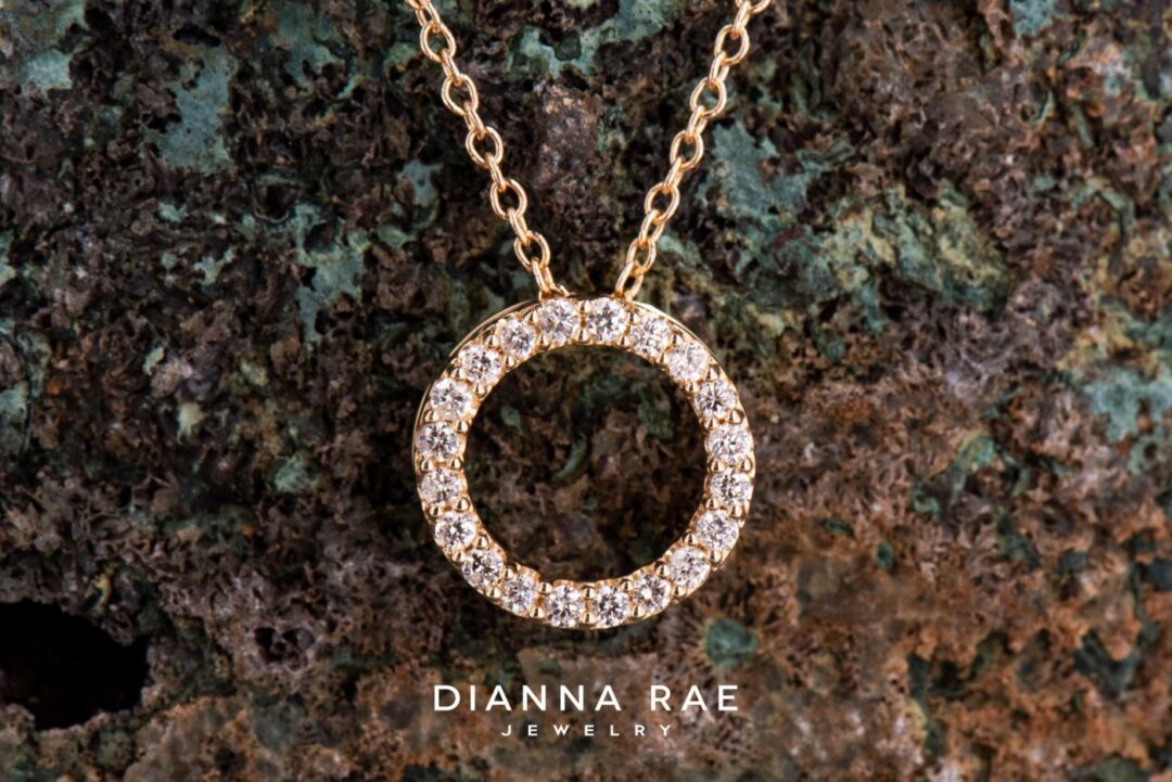 14k Yellow Gold Circle Diamond Pendant
