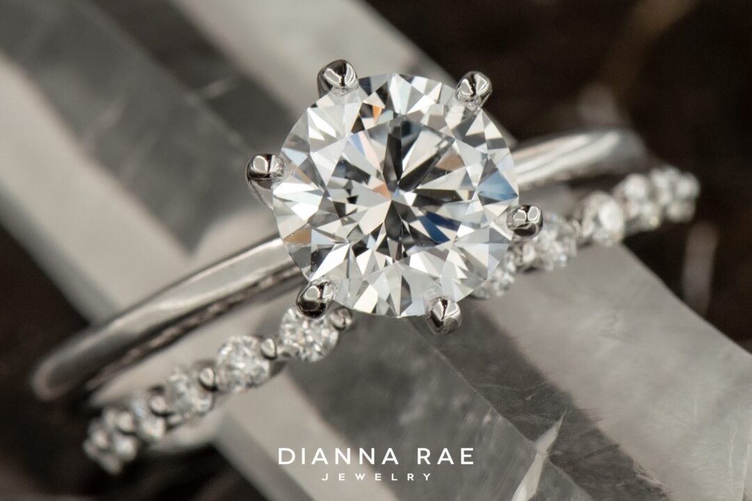 14k White Gold Shared Prong Open Diamond Wedding Band - Image 5