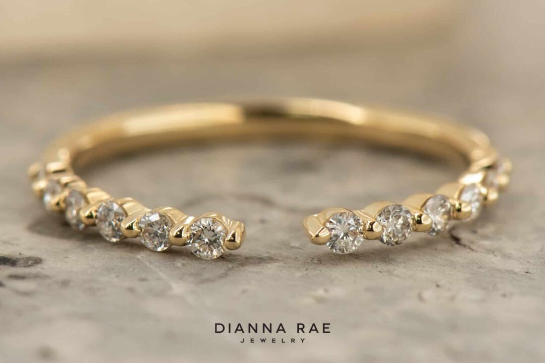 14kt Yellow Gold Natural Diamond Shared Prong Open Band