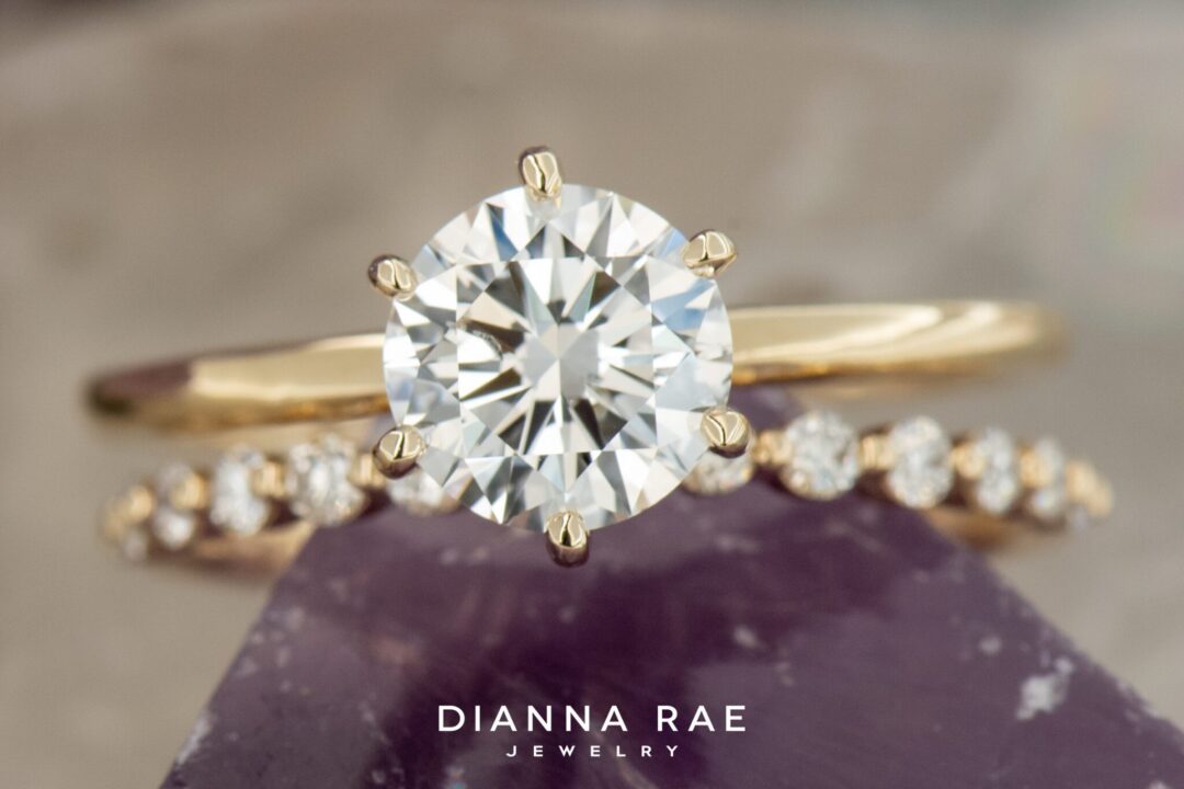 14k Yellow Gold Shared Prong Open Diamond Wedding Band - Image 2