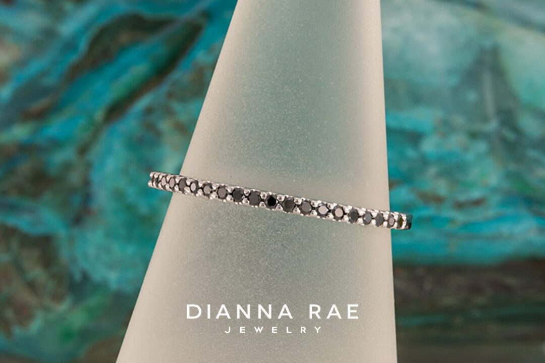 Lady's 14K White Gold Band with Black Diamonds