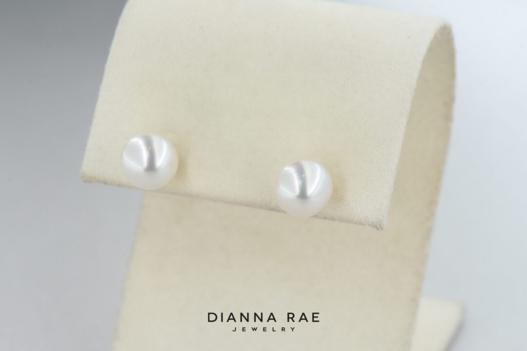 14k Yellow Gold 6.5mm Freshwater Pearl Studs