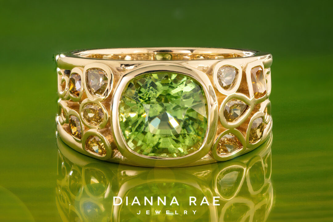 Peridot and Cognac Diamond Ring