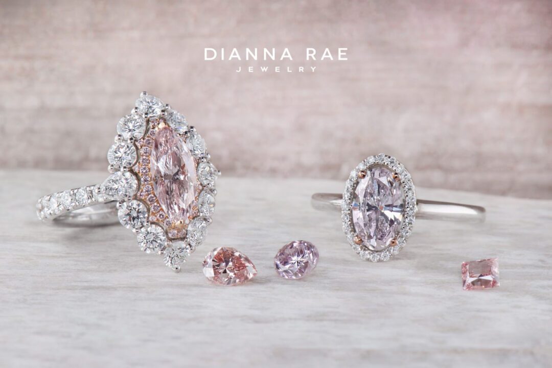 Couture Two-Tone Natural Color Pink Marquise Diamond Cocktail Ring - Image 4