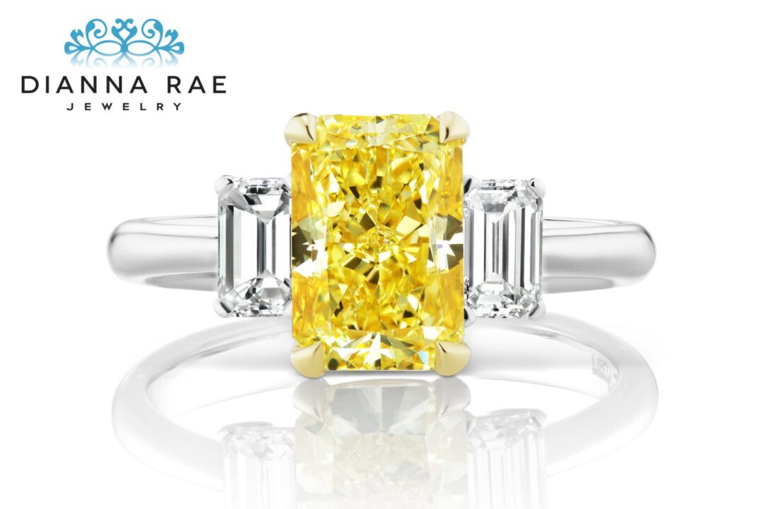 Couture Two-Tone Radiant Natural Yellow Diamond Ring - Image 3