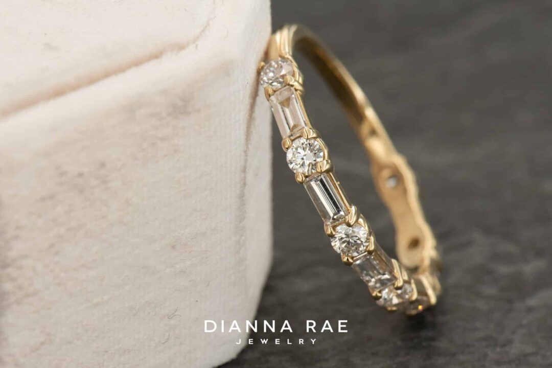 14kt Yellow Gold Baguette and Round Natural Diamond Band - Image 2
