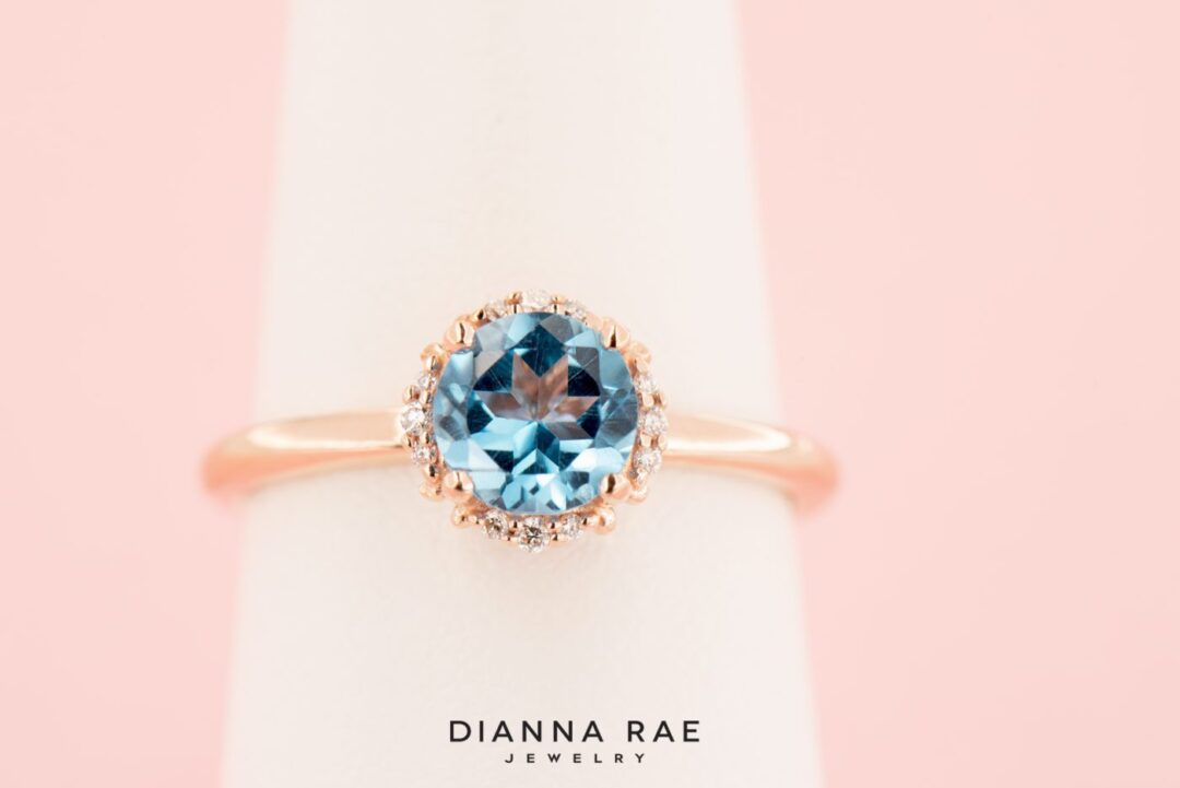 Rose Gold Swiss Blue Topaz Ring - Image 2
