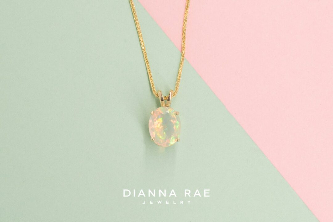 Yellow Gold Ethiopian Opal Pendant - Image 2