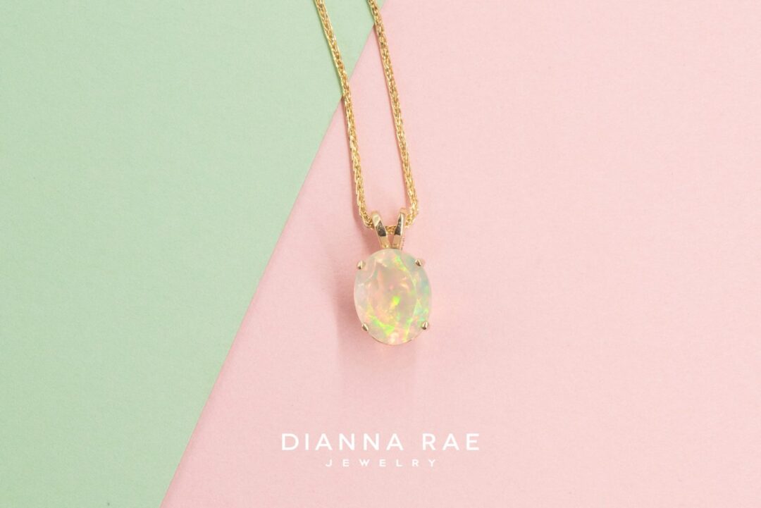 Yellow Gold Ethiopian Opal Pendant
