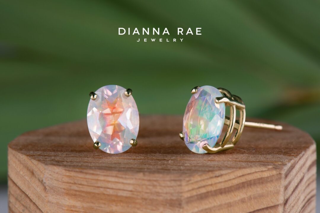 14kt Yellow Gold Oval Brazilian Opal Studs - Image 2