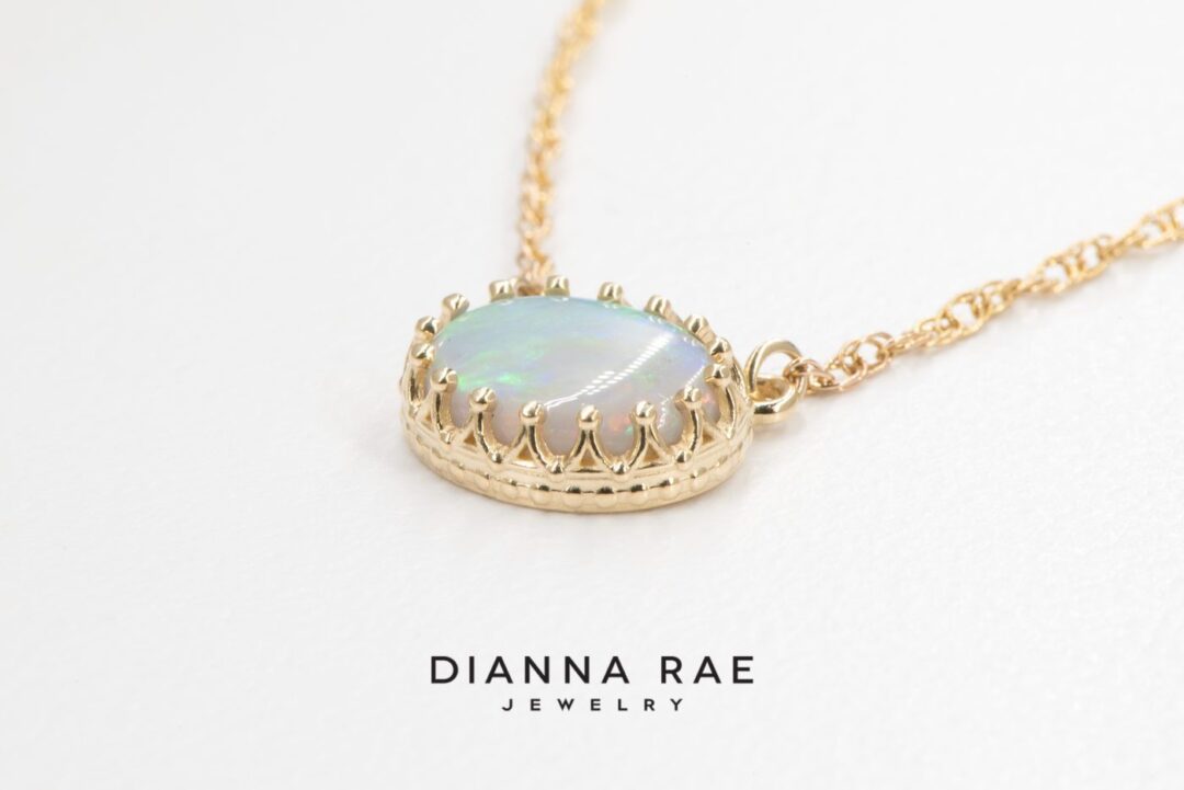 Yellow Gold Oval Opal Necklace - Image 2