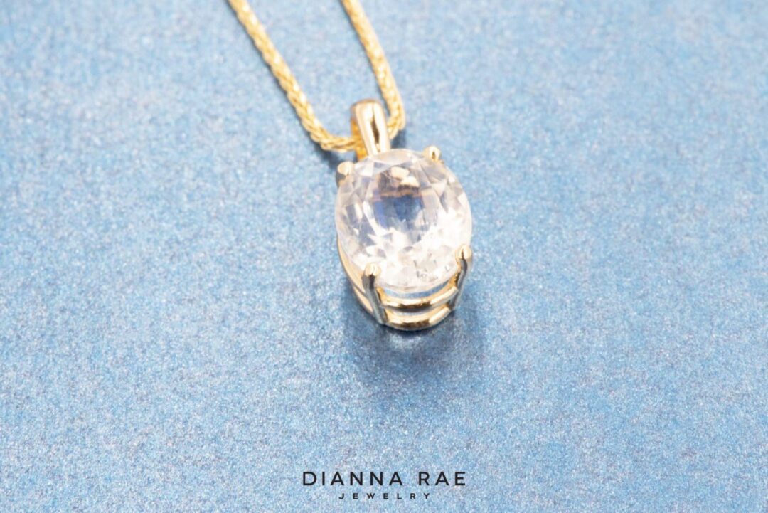 Yellow Gold Moonstone Pendant - Image 2