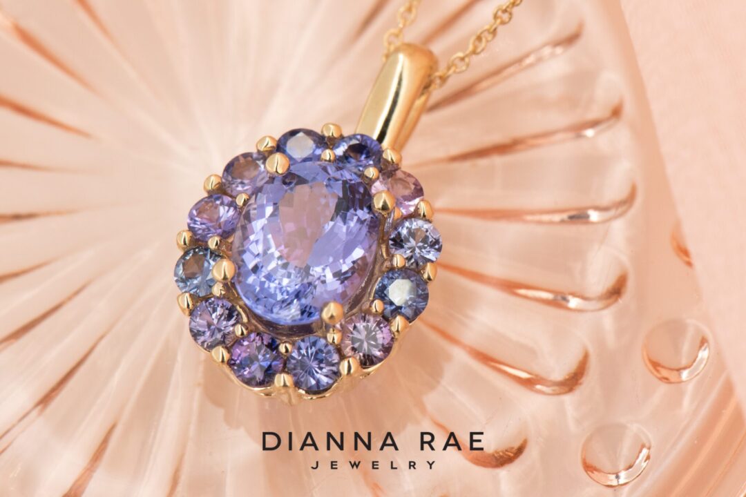14K Yellow Gold Tanzanite and Purple Sapphire Pendant - Image 2