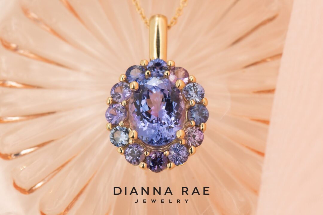 14K Yellow Gold Tanzanite and Purple Sapphire Pendant