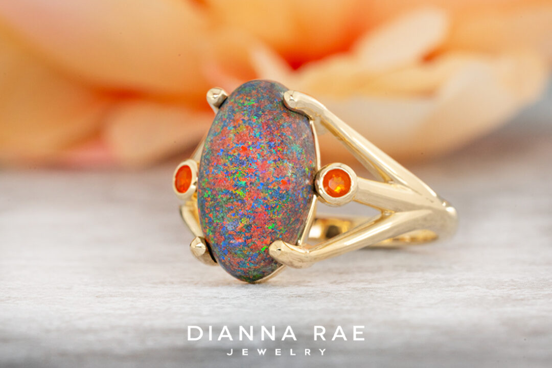 Smoked Opal Ring with Fire Opal Accents - Image 2