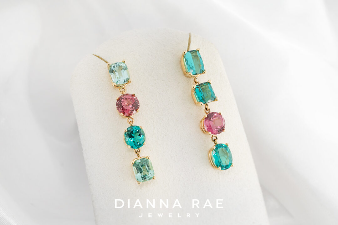 Tourmaline and Garnet Dangle Earrings
