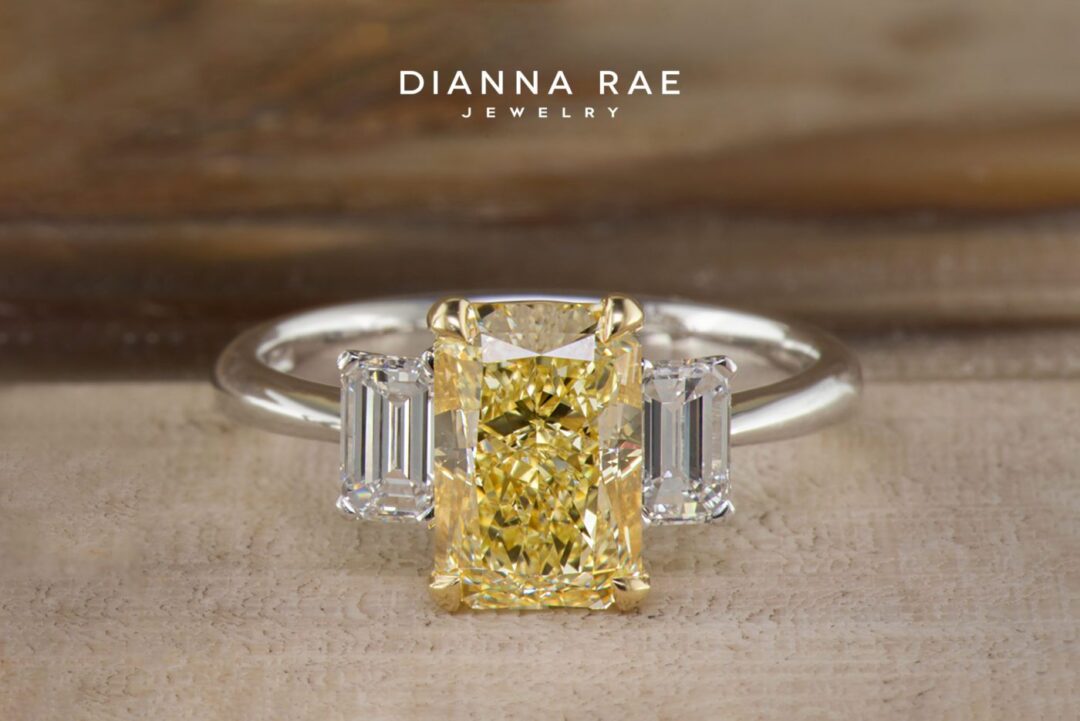 Couture Two-Tone Radiant Natural Yellow Diamond Ring