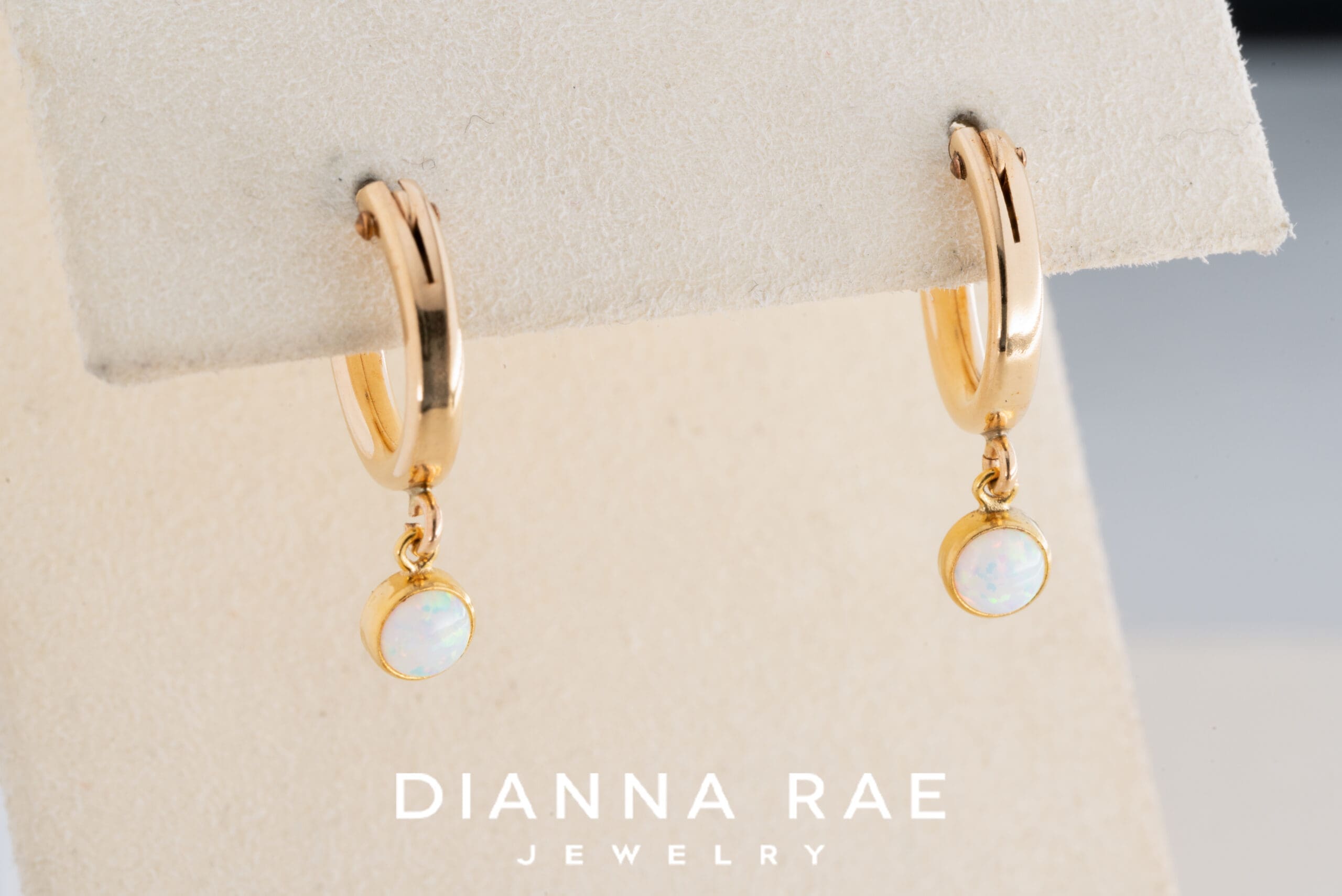 Tiny Opal Hoop Earrings