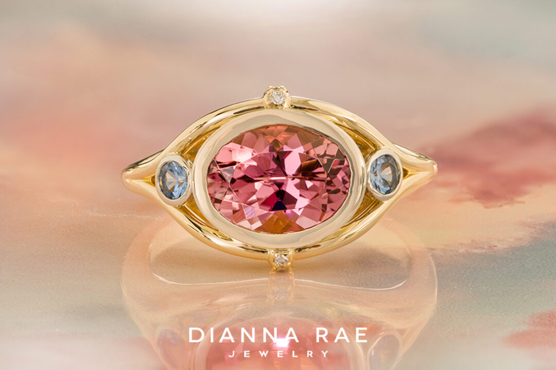 Pink Tourmaline and Blue Topaz Ring