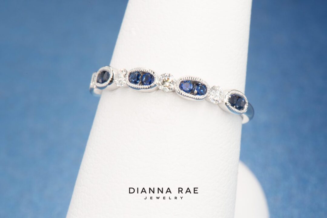 White Gold Sapphire Stackable Band