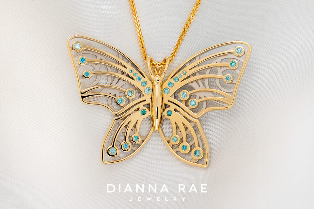 Two-Tone Gold Butterfly Pendant