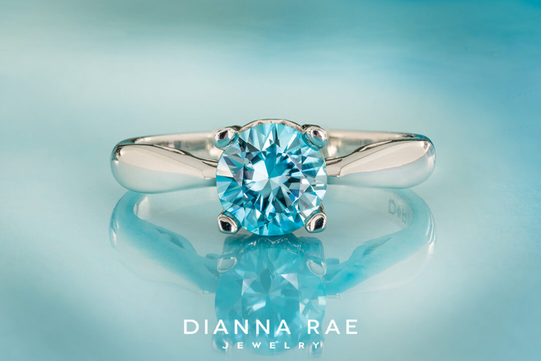 Blue Zircon Ring with Blue Diamond Accents