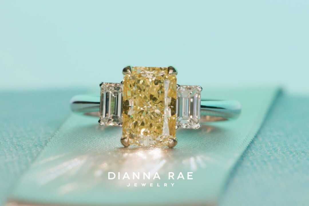 Couture Two-Tone Radiant Natural Yellow Diamond Ring - Image 2