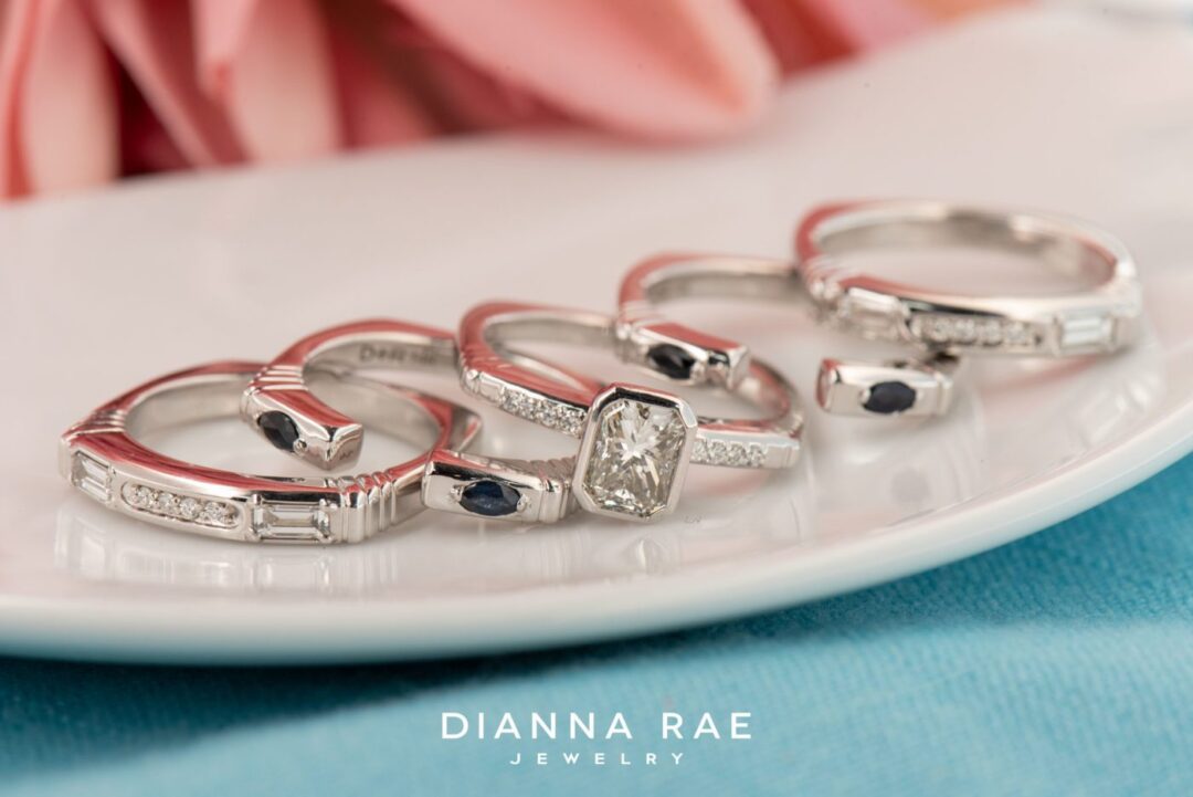 14k White Gold Wedding Set Stackables - Remount - Image 7
