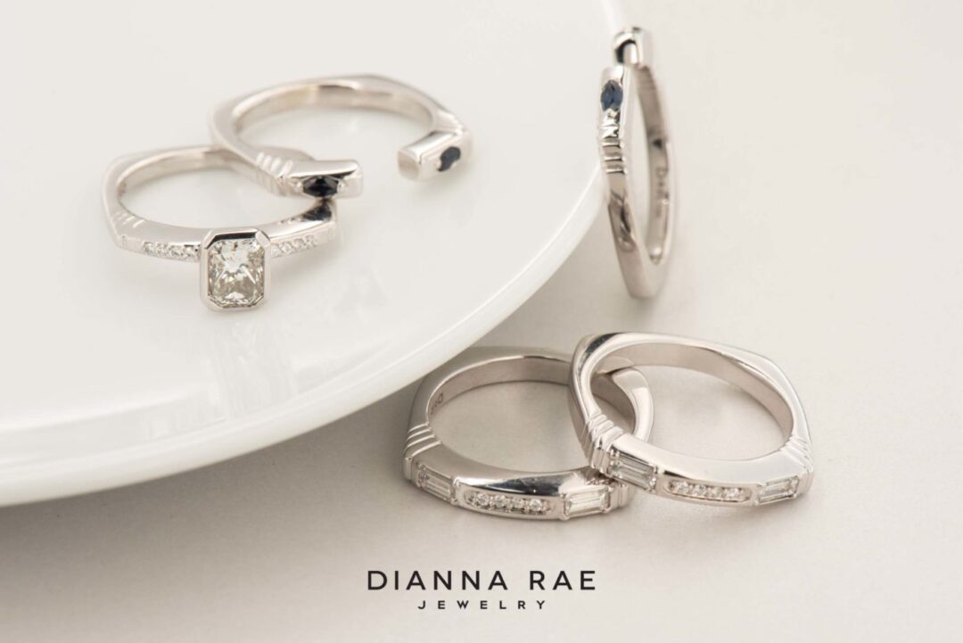 14k White Gold Wedding Set Stackables - Remount - Image 8
