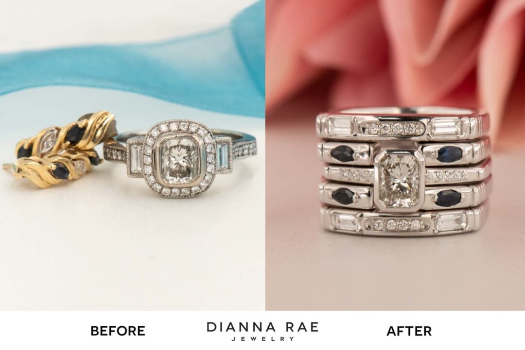 14k White Gold Wedding Set Stackables - Remount - Image 2