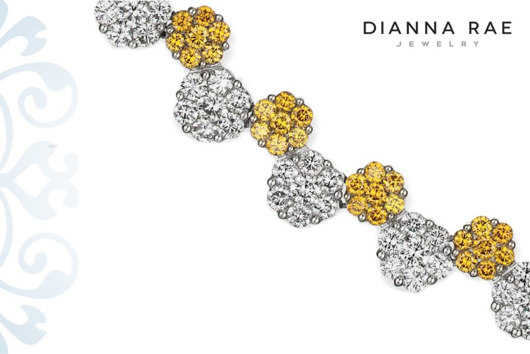 Couture Two-Tone Natural Color Fancy Yellow and White Diamond Cluster Necklace