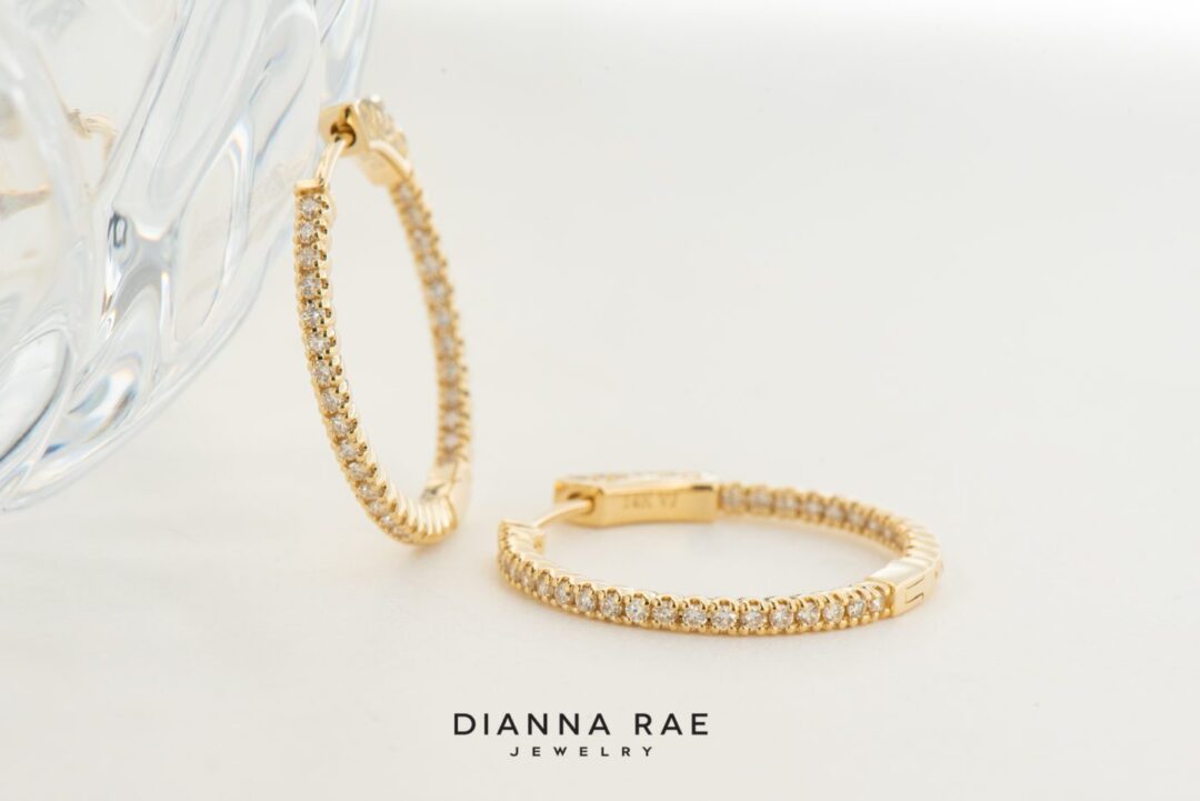 14kt Yellow Gold In & Out 1.94ctw Diamond Hoops - Image 3