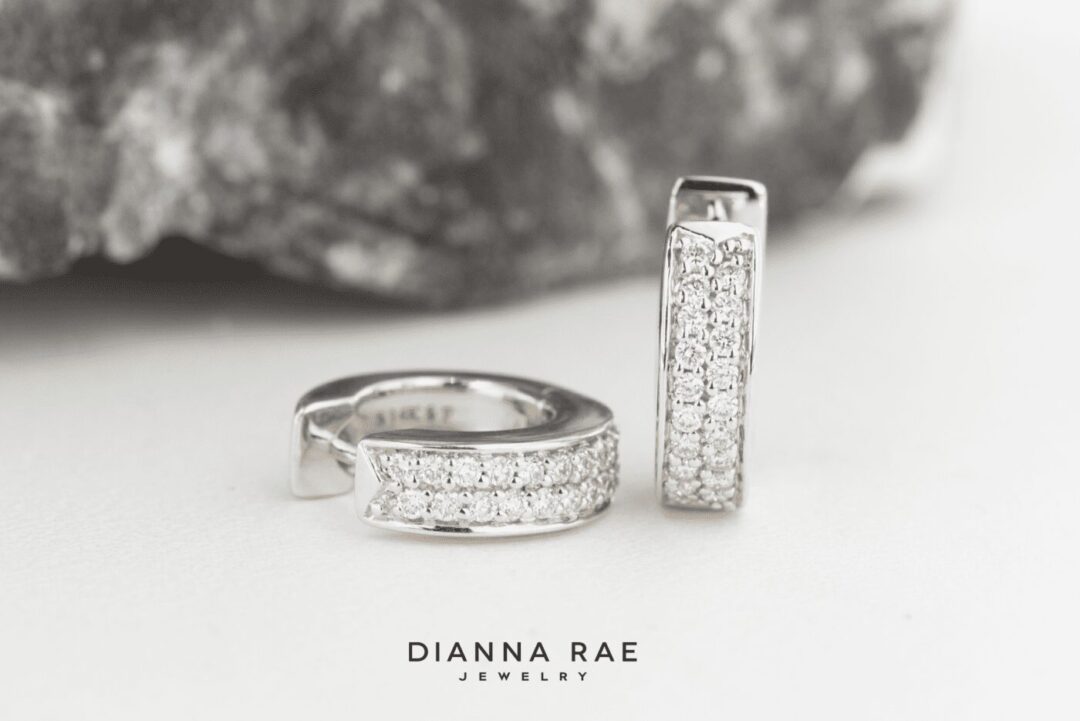 14kt White Gold 1/3 ctw Diamond Huggie Hoops - Image 2