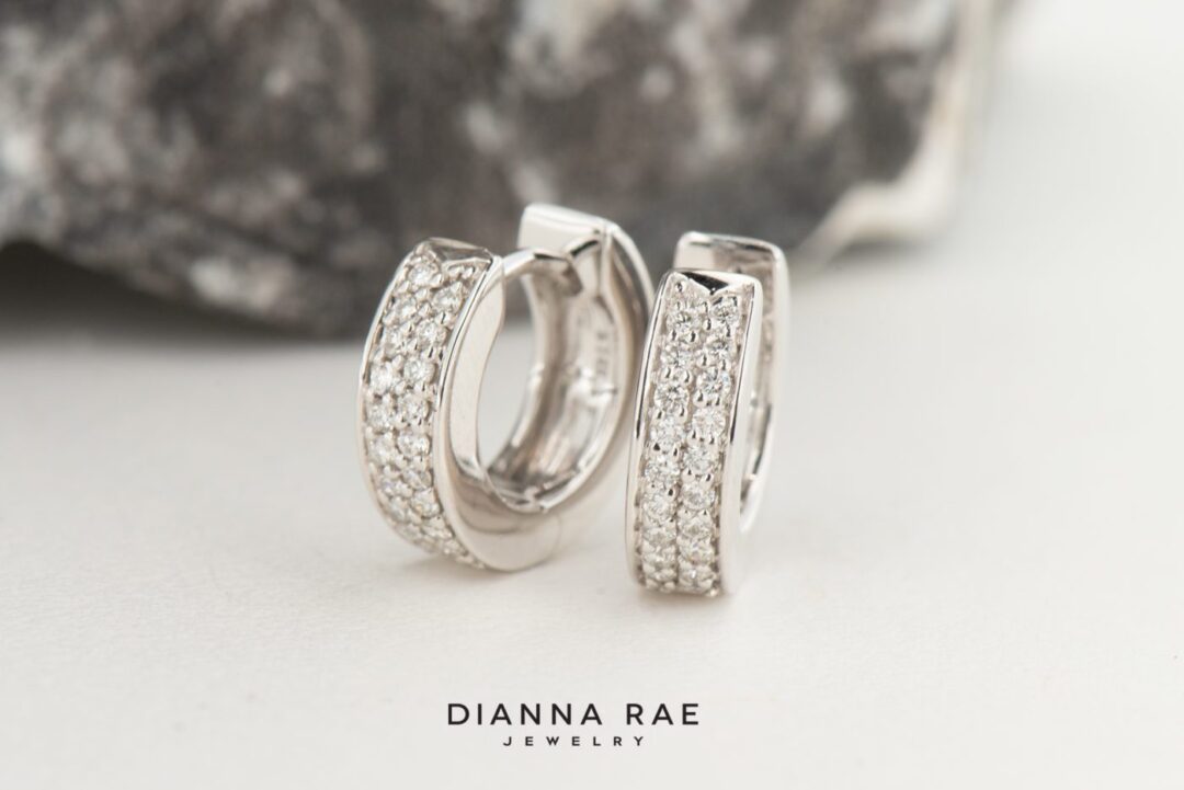 14kt White Gold 1/3 ctw Diamond Huggie Hoops - Image 3