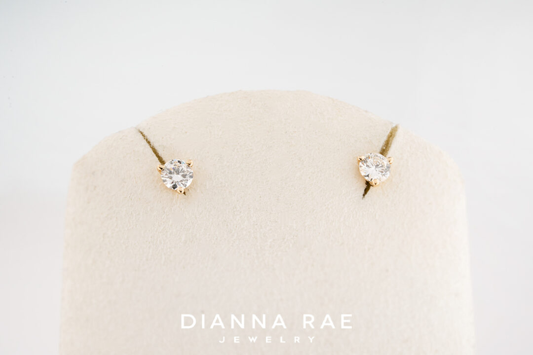 0.37 Carat Total Weight Yellow Gold Diamond Studs