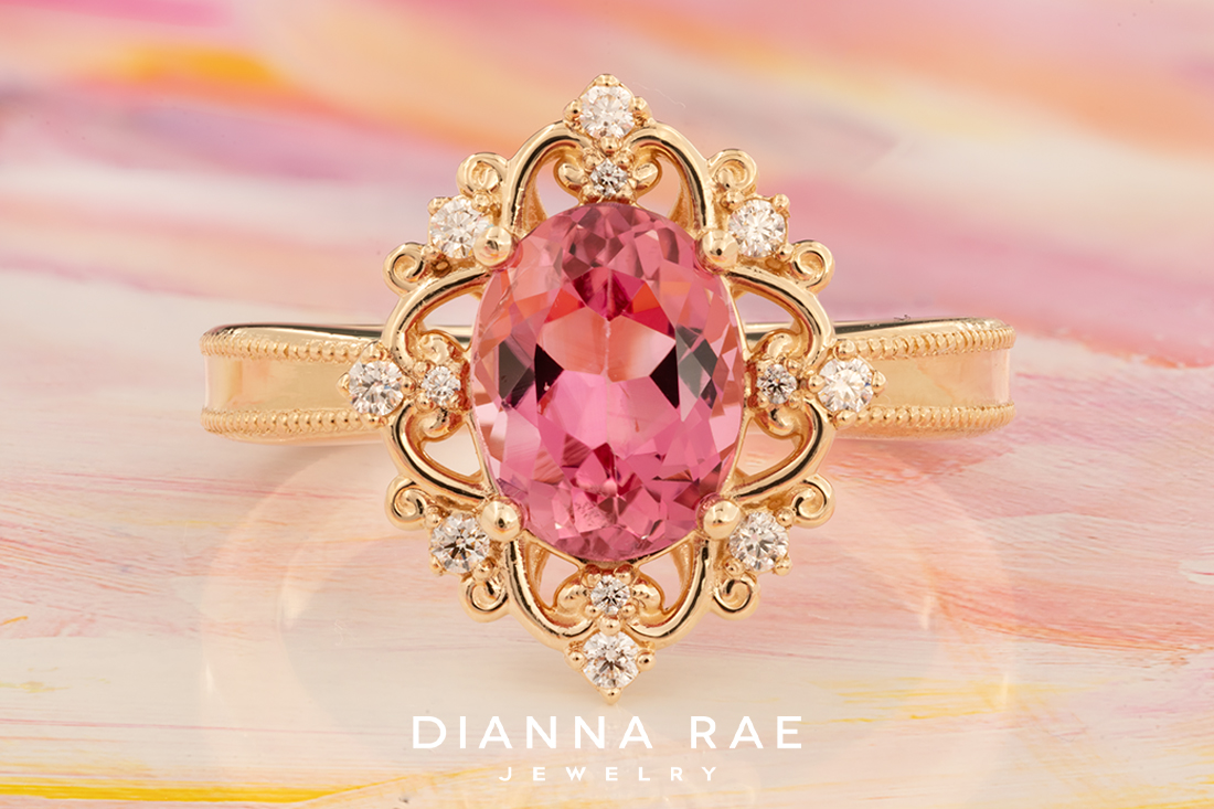 Pink Tourmaline and Diamond Ring