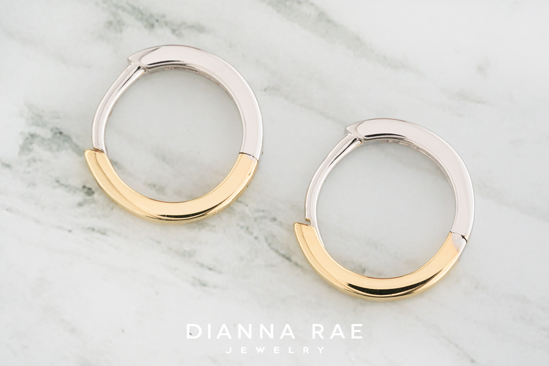 Two Tone Huggie Hoops