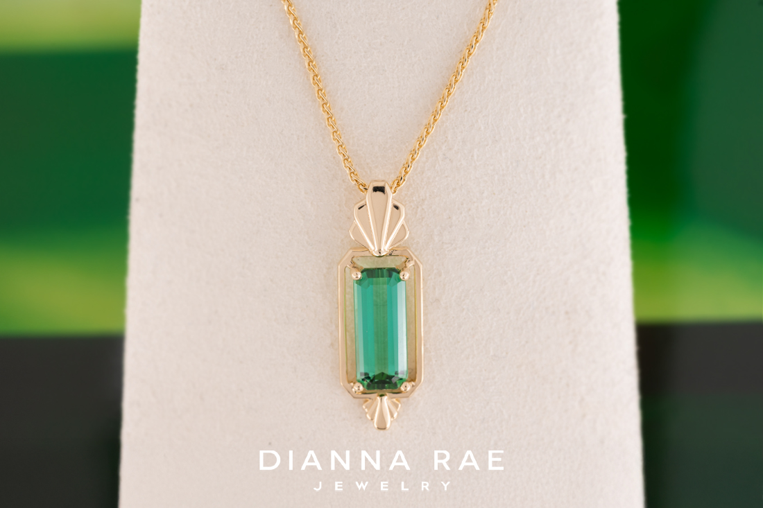 Yellow Gold Green Tourmaline Pendant